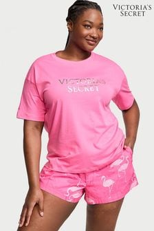 Victoria's Secret Hollywood Pink Flamingo Cotton T-Shirt Short Pyjamas (Q99630) | €45