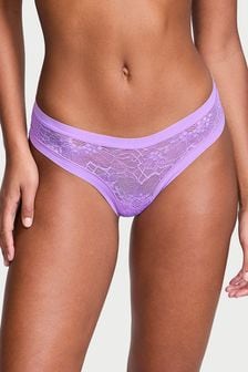 Victoria's Secret Purple Paradise Flower Power Thong Lace Knickers (Q99687) | €11