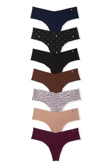 Victoria's Secret Blue/Black/Nude/Red Thong No Show Knickers Multipack (Q99724) | kr640