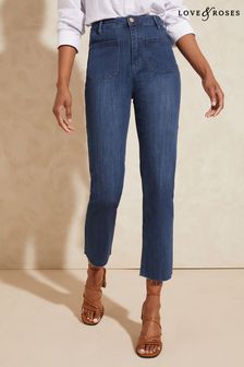 أزرق متوسط شكل مغسول - Love & Roses Slim Crop Jeans (Q99739) | 255 ر.س