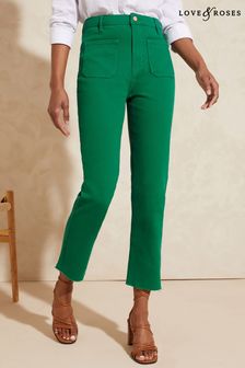Green - Love & Roses Slim Crop Jeans (Q99759) | kr730