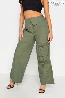 PixieGirl Petite Green Fold Over Cargo 100% Cotton Trousers (Q99944) | $58