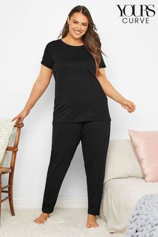 Yours Curve Black Tapered Pyjamas Joggers (Q99999) | kr310