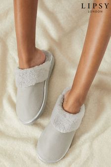 Gris - Pantuflas tipo mules de piel sintética de Lipsy (R00411) | 19 €