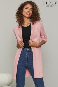 Pink - Lipsy Knitted Pleated Ribbed Cardigan (R00692) | BGN78