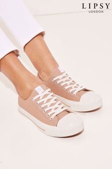 Camel - Lipsy Low Top Lace Up Canvas Trainer (R00980) | BGN61