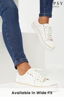 Lipsy White Wide Fit Metal Lace Up Trainers (R01694) | DKK304
