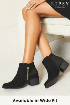 Lipsy Black Wide FIt Suedette Side Zip Ankle Boot (R02190) | kr516