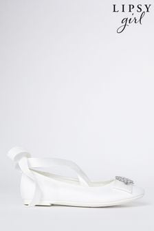 Lipsy White Occasion Tie Ankle Ribbon Ballerina Flower - Girl (R02195) | INR 2,867 - INR 3,308