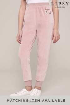 Розовый - Велюровые спортивные брюки с логотипом Lipsy  (R04841) | €18 - €23