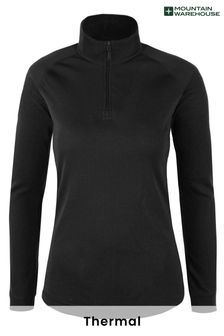 שחור - חולצה תרמית עם צווארון עם רוכסן לנשים דגם Talus של Mountain Warehouse (R05253) | ‏70 ₪