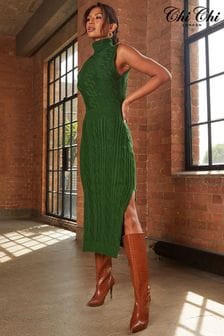 Chi Chi London Green Cable Knit Sleeveless Midi Dress (R05701) | kr1 100