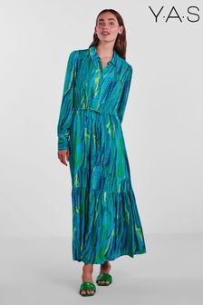 Y.A.S Premium Printed Maxi Shirt Dress With Belt