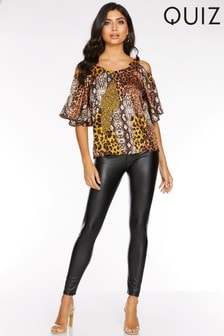 Legging taille haute Quiz en similicuir stretch