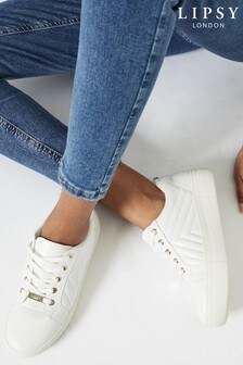 Lipsy White Quilted Lace Up Trainer (R08955) | €48