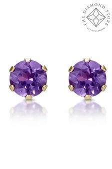 The Diamond Store Amethyst Studded Earrings in 9K Yellow Gold 3 x 3mm (R10616) | €195