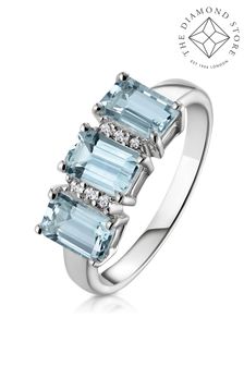 The Diamond Store Aquamarine Blue 1.65CT And Diamond Ring in 9K White Gold (R10666) | €538