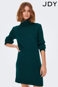 Verde - Rochie Jdy comodă tricotată cu guler rulat (R14024) | 239 LEI