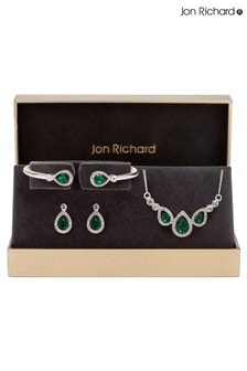 Jon Richard Silver Plated Green Blue Crystal Pear And Pave Necklace Bracelet and Earring Set (R22419) | CHF 46