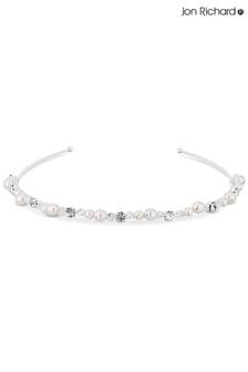 Jon Richard Silver Plated Silver Plated Clear Crystal Poppy Pearl And Crystal Bead Headband - Gift Pouch (R22666) | INR 3,071