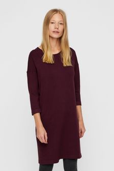 VERO MODA Burgundy Red 3/4 Sleeve Knitted Dress (R22775) | kr493