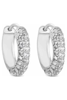 Simply Silver Sterling Silver 925 Cubic Zirconia Pave Hoop Earring (R23659) | ₪ 116