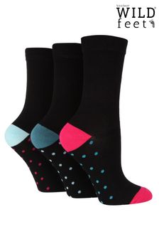 Wildfeet Black 3 Pack Dots Heel & Toe Socks (R23815) | Kč555