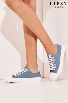 Azul - Zapatillas de deporte de lona con cordones y diseño de corte bajo de Lipsy (R24652) | 26 €