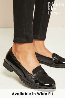 Friends Like These Black Suedette Wide FIt Chunky Cleated Sole Loafer (R24880) | €22.50