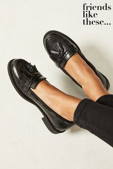 Friends Like These Soft Black Faux Leather Wide Fit Black Tassel Loafer (R24882) | 19 €