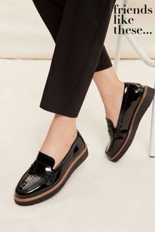Friends Like These Black Patent Regular Fit Wedge Platform Comfort Loafer (R24955) | 44 €