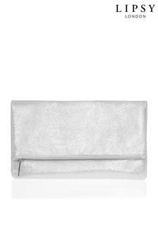 Lipsy Silver Metallic Foldover Clutch Bag (R25661) | kr215