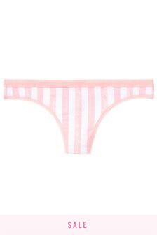 Pink mit Logostreifen - Victoria's Secret Tanga aus Stretchbaumwolle (R27309) | 11 €