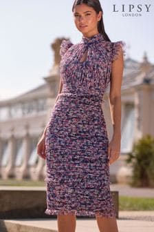 Lipsy halterbodycon-jurk van mesh met rimpeling (R28708) | €72