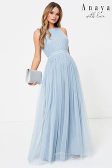 Anaya With Love Light Blue Halter Maxi Dress (R28938) | €39