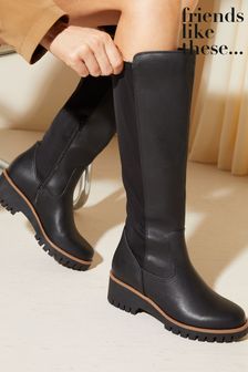 Friends Like These Black Low Wedge Chelsea Knee High Boot (R29249) | 86 €