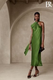 Зеленый - Шелковое платье миди Banana Republic Kaia (R29265) | €323