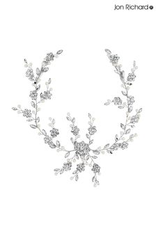 Corona tipo parra plateada con perlas y flores de cristales de Jon Richard - Estuche de regalo (R29705) | 85 €