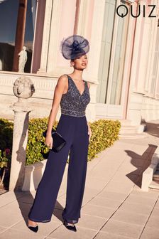 Quiz Navy Blue Sequin Chiffon Wrap Palazzo Jumpsuit (R30060) | $189