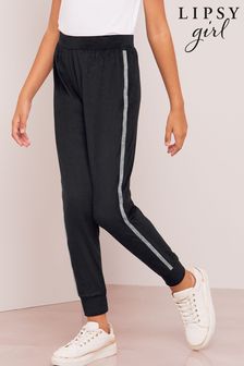 Lipsy Black Embellished Super Soft Cuffed Velour Joggers (R30634) | Kč835 - Kč1,140