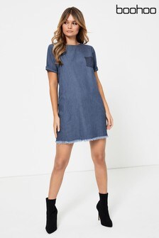 boohoo slouch pocket denim dress