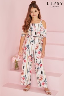 girls cold shoulder jumpsuit