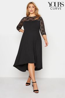 Yours Curve Black Lace Sweetheart Midi Dress (R37247) | €25