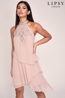 Robe trapèze Lipsy dos nu ornements faits main à superpositions