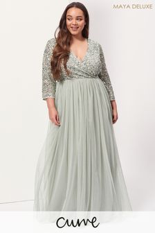 Robe longue Maya Curve col V à manches longues