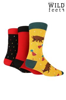 Wildfeet Yellow 3 Pack Party Bear Jacquard Socks (R42560) | 13 €