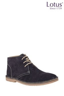 Lotus Footwear Navy Suede Lace Up Desert Boots (R44648) | CHF 97