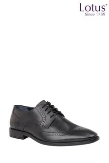 Lotus Footwear Black Mens Leather Lace Up Derby Brogue Shoe (R44661) | 319 SAR