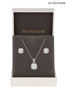 Jon Richard Clear Crystal Square Drop Matching Set In A Gift Box