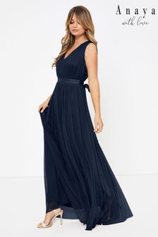 Anaya With Love Navy Blue Bow Back Wide Strap Maxi Dress (R45437) | €36